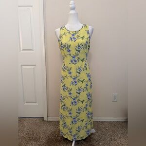 Vtg April Cornell Yellow Floral Dress Sz M Reversible Spring Picnic Cottagecore